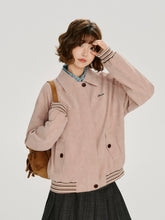 Girlyhalo美式复古麂皮绒翻领夹克外套女冬季新款保暖宽松上衣