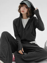 Girlyhalo韩式运动休闲卫衣套装女春秋新款慵懒风连帽卫衣阔腿裤