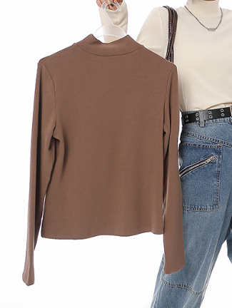 Girlyhalo秋冬加绒针织内搭半高领打底衫女长袖加厚修身显瘦上衣